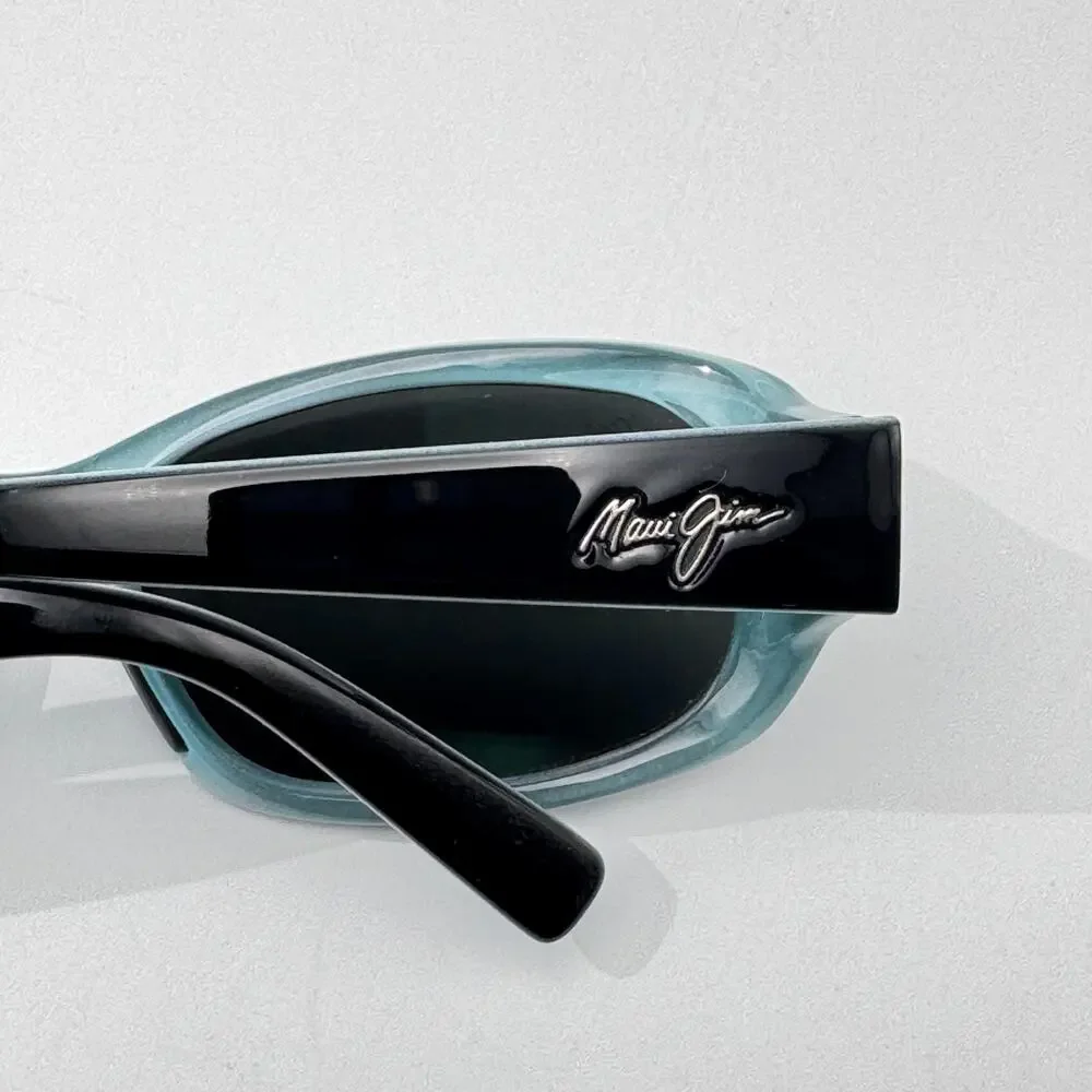 Maui Jim Sunglasses Punchbowl MJ219 03 Black Blue Frame Gray Polarized Glass